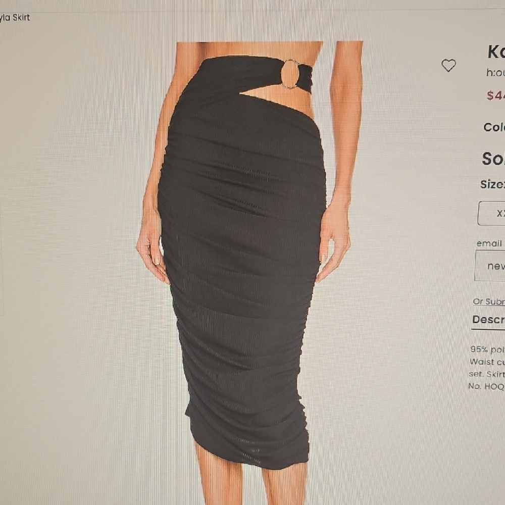 Kayla Elegant Black Ruched Skirt  size small